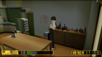 Shinji watches as Pen Pen opens the fridge to get a can of beer.